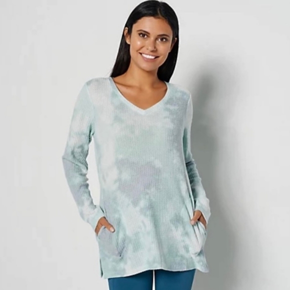 Susan Graver Weekend Waffle Knit Tunic Top Women's Small Petite - Picture 1 of 7